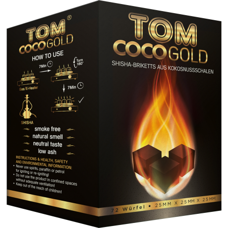 Carboncini al cocco per narghilè/Shisha - Tom Cococha Gold - 72pz